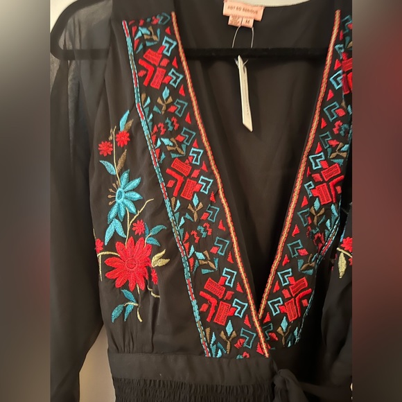 Anthropologie Not So Serious by Pallavi Mohan Embroidered Mini Wrap Dress NWT - Picture 6 of 10